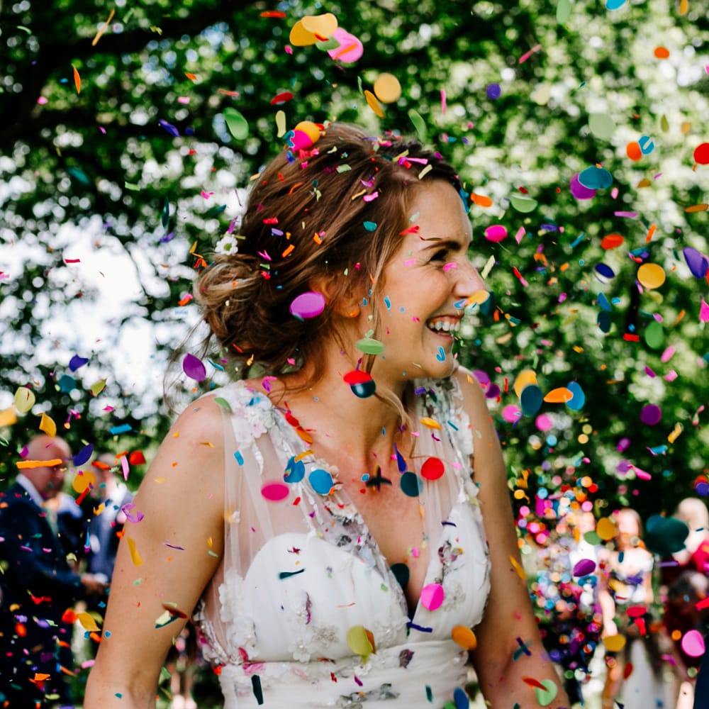 Bride In Floral Dress By Stephanie Allin Festival Wedding With Food Trucks &amp; Outdoor Ceremony With Geo Dome Tent Baya Hire Epic Love Story Photography