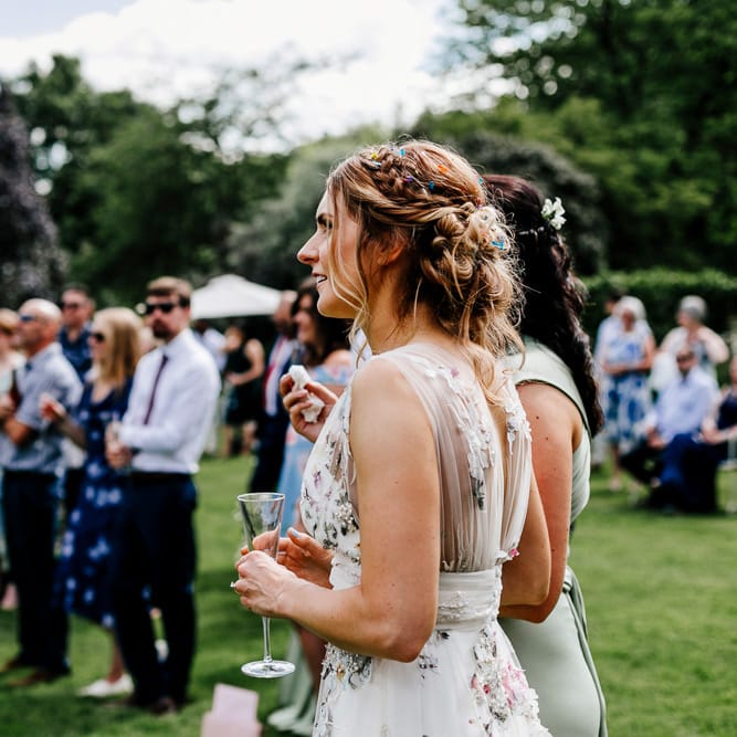 Bride In Floral Dress By Stephanie Allin Festival Wedding With Food Trucks &amp; Outdoor Ceremony With Geo Dome Tent Baya Hire Epic Love Story Photography