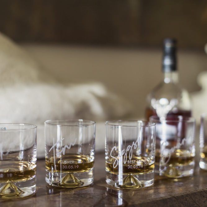 Personalised tumblers at Aynhoe Park wedding