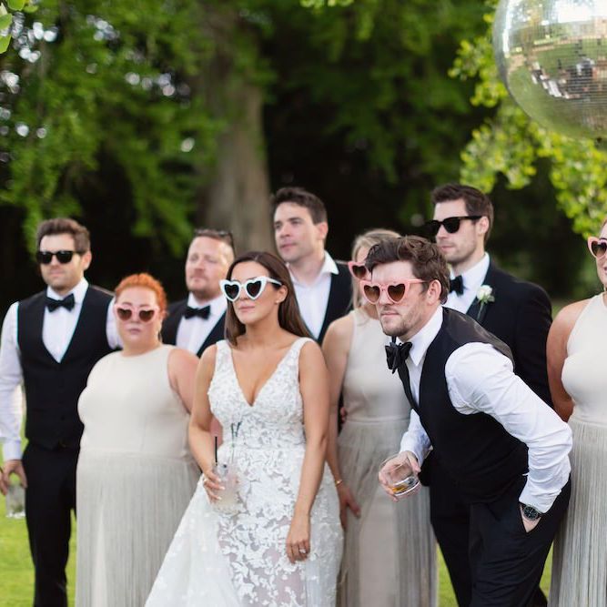 Bride and groom celebrate with their closest friends and family
