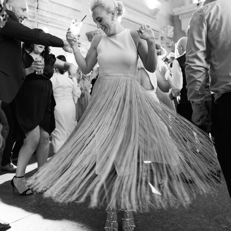 Custom made fringe bridesmaid dresses