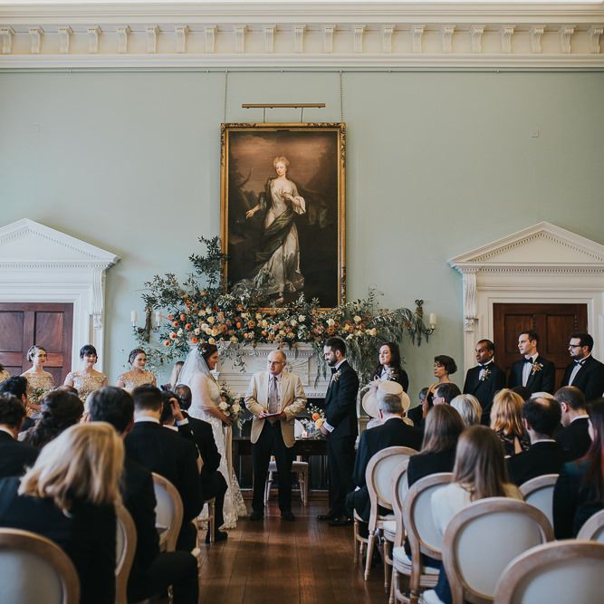 Bride And Groom At Altar For Winter Wedding