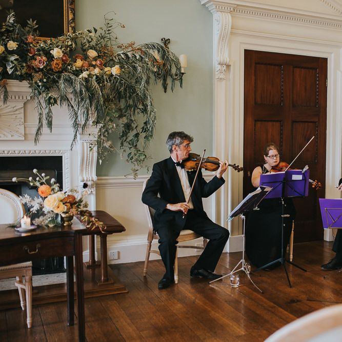 String Instruments Play During Wedding Ceremony at Oxfordshire Wedding Venue