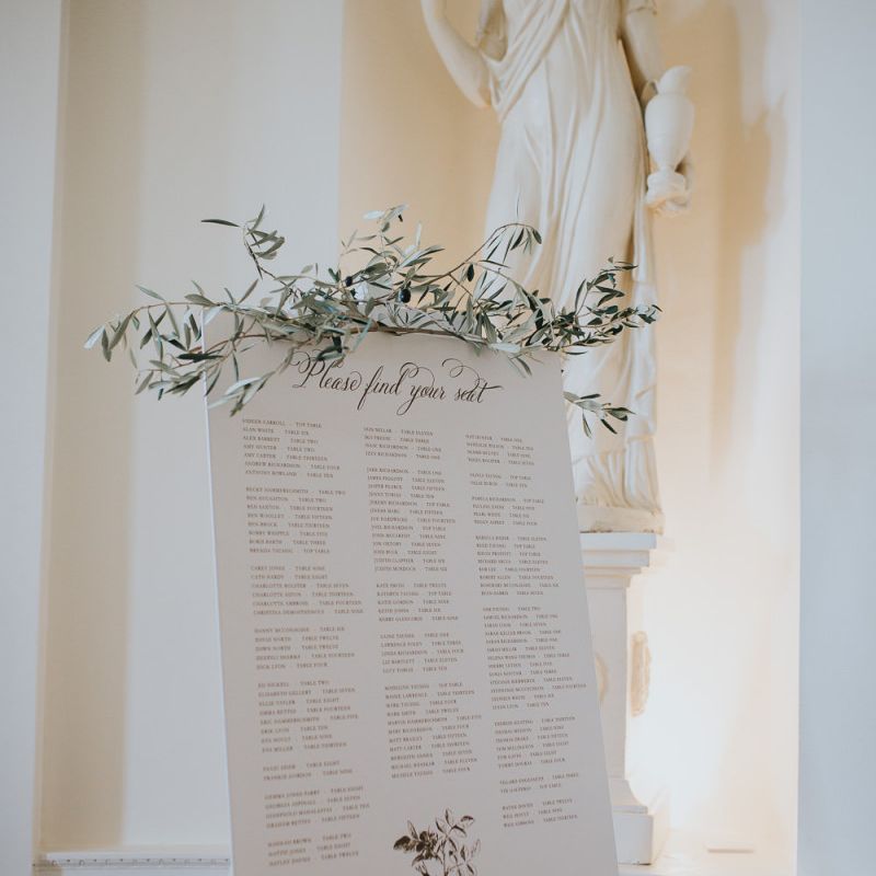 Wedding Sign For Table Seating Plan With Foliage Decor