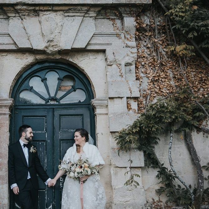 Bride And Groom Portrait Outside Oxfordshire Wedding Venue