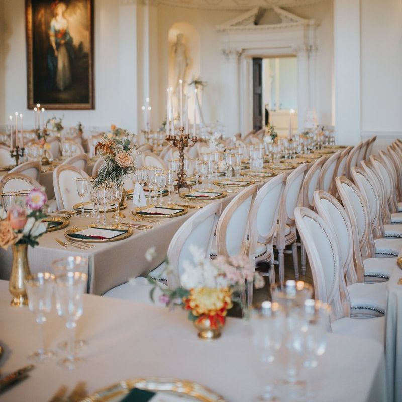 Wedding Venue Table Set Up For Reception at Kirtlington Park Wedding Venue