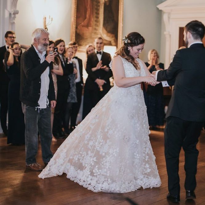Bride and Groom First Dance During Ceilidh at Kirtlington Park Wedding Venue