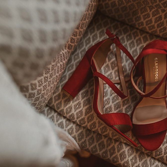 Red Velvet Block Heel Sandals