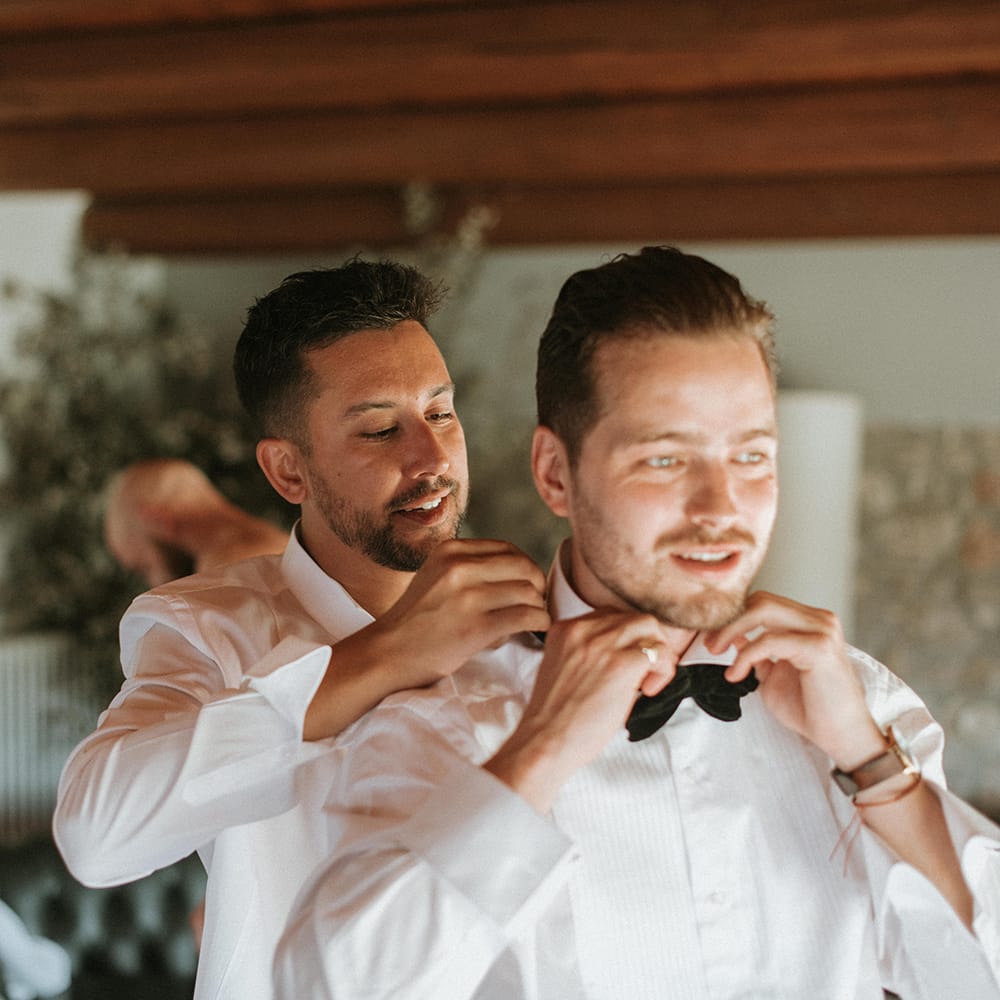 Groom Preparations For Outdoor Wedding