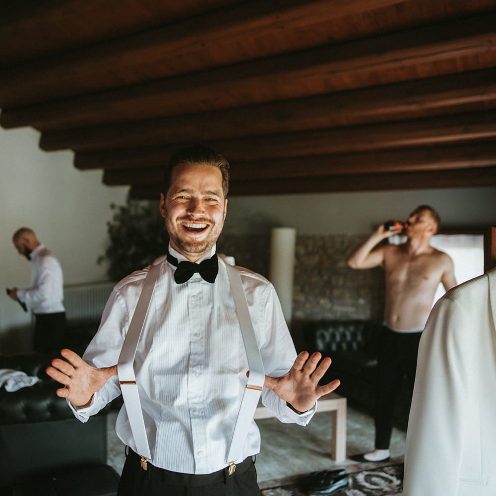 Groom Preparations For Outdoor Wedding