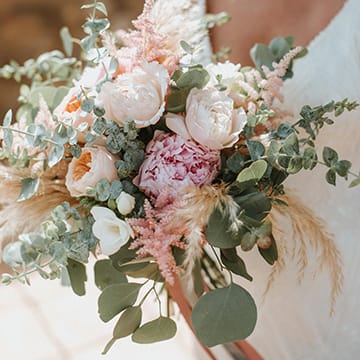 Blush Pink and Peach Peony Wedding Bouquet