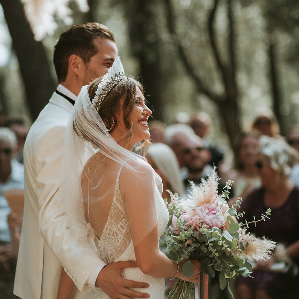 Bride and Groom Meet At Altar