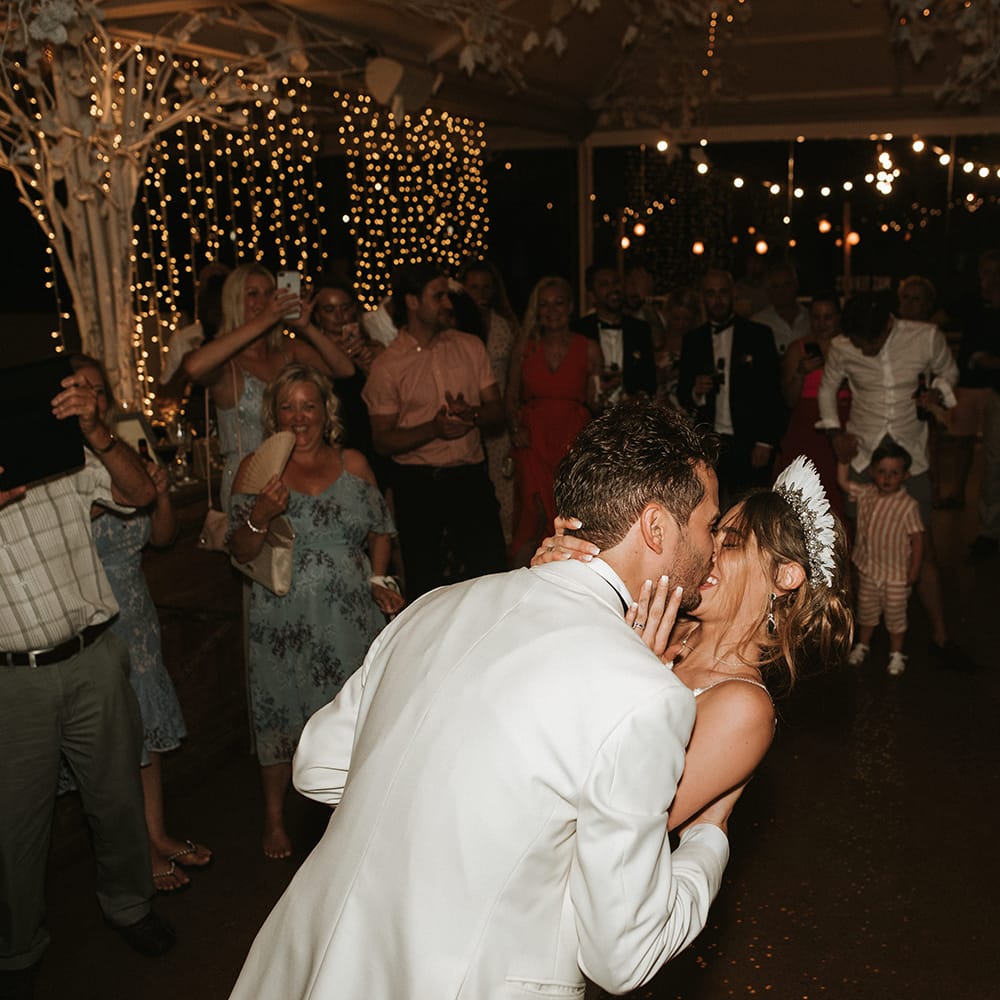 Bride In Feather Headdress For First Dance