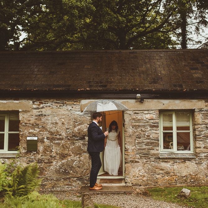 Bridal Entrance in Gatsby Lady Gown | Fusion Rustic Indian Country Wedding at The Green Cornwall | Matt Penberthy Photography