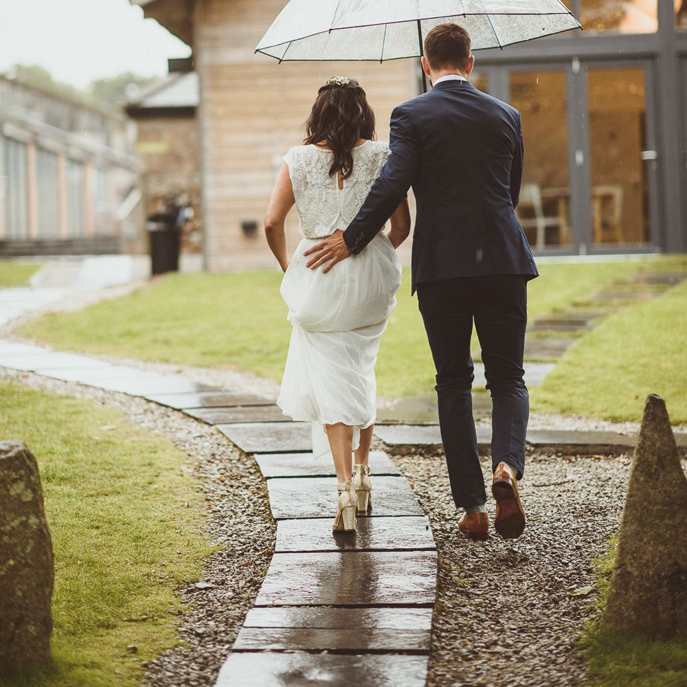 Bridal Entrance in Gatsby Lady Gown | Fusion Rustic Indian Country Wedding at The Green Cornwall | Matt Penberthy Photography