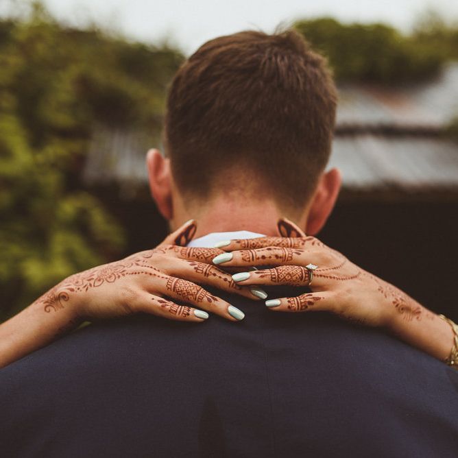Indian Henna &amp; Nail Art | Groom in Navy Reiss Suit | Fusion Rustic Indian Country Wedding at The Green Cornwall | Matt Penberthy Photography