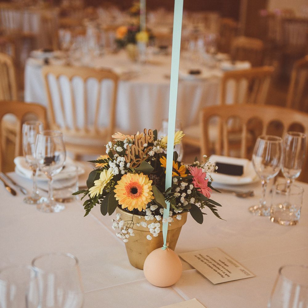 Rustic Barn Reception with Plant Pot Centrepieces &amp; Giant Balloons | Fusion Rustic Indian Country Wedding at The Green Cornwall | Matt Penberthy Photography