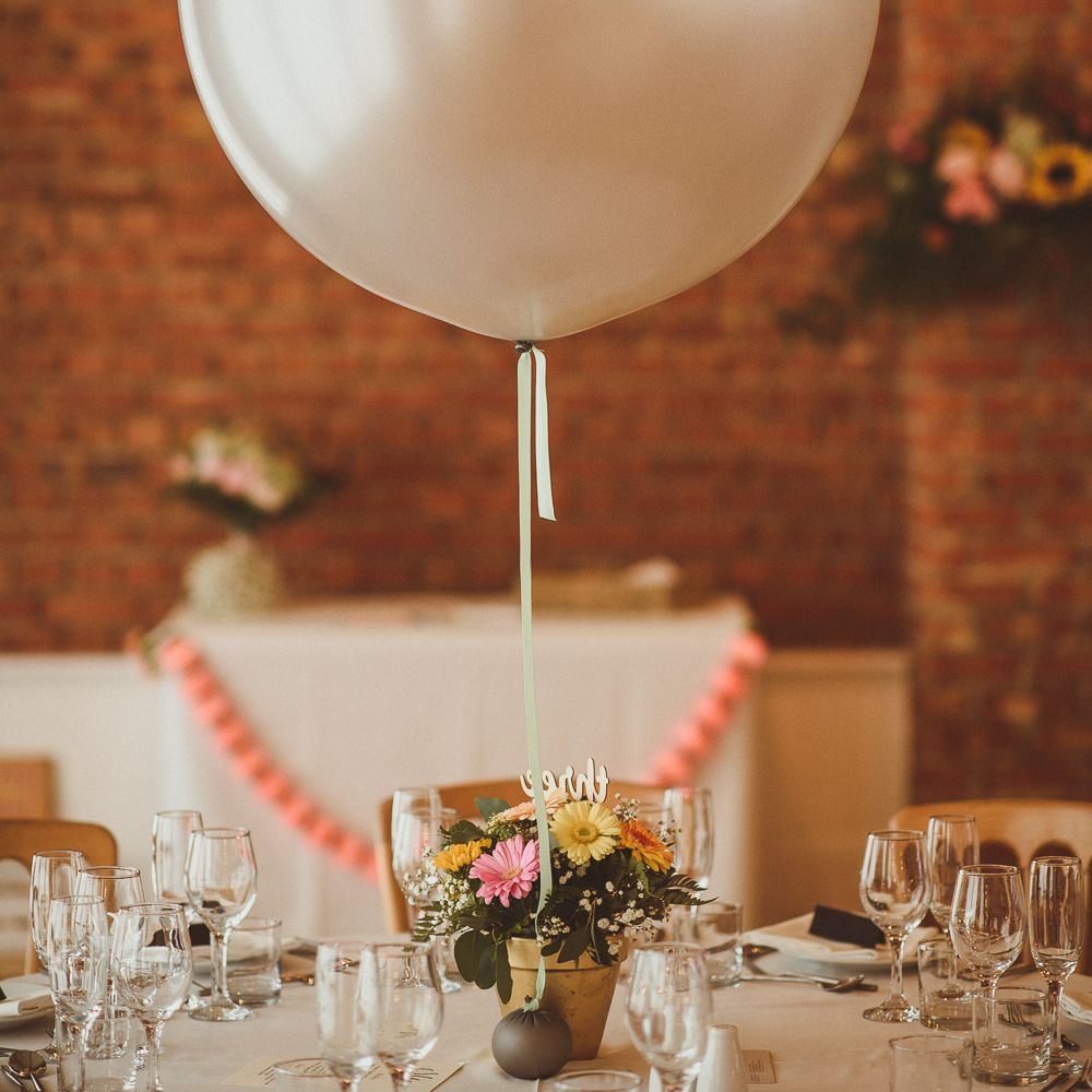 Rustic Barn Reception with Plant Pot Centrepieces &amp; Giant Balloons | Fusion Rustic Indian Country Wedding at The Green Cornwall | Matt Penberthy Photography