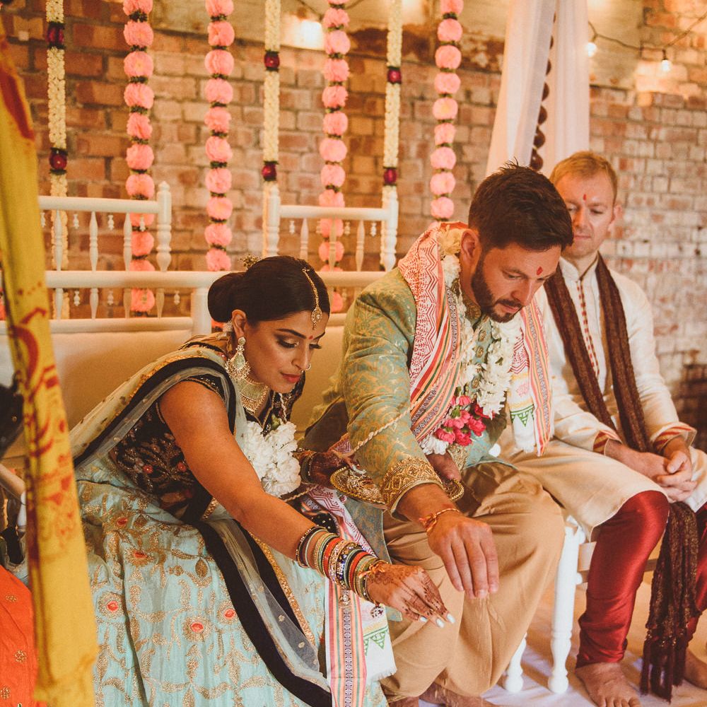 Traditional Indian Wedding Ceremony | Fusion Rustic Indian Country Wedding at The Green Cornwall | Matt Penberthy Photography