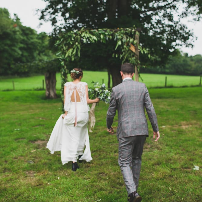 Rainy Festival Wedding In East Sussex With Bride In Rime Arodaky And Black Biker Boots And Bridesmaids In White Dresses With Silent Disco Party Images By Jesus Caballero