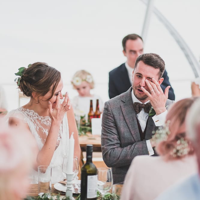 Rainy Festival Wedding In East Sussex With Bride In Rime Arodaky And Black Biker Boots And Bridesmaids In White Dresses With Silent Disco Party Images By Jesus Caballero