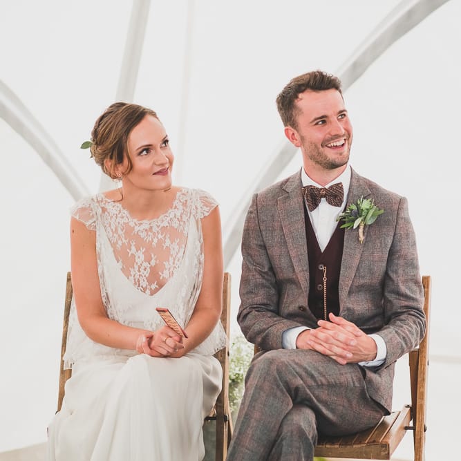 Rainy Festival Wedding In East Sussex With Bride In Rime Arodaky And Black Biker Boots And Bridesmaids In White Dresses With Silent Disco Party Images By Jesus Caballero