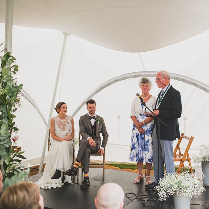 Rainy Festival Wedding In East Sussex With Bride In Rime Arodaky And Black Biker Boots And Bridesmaids In White Dresses With Silent Disco Party Images By Jesus Caballero