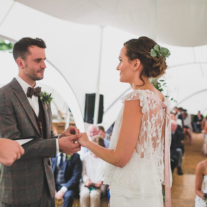 Rainy Festival Wedding In East Sussex With Bride In Rime Arodaky And Black Biker Boots And Bridesmaids In White Dresses With Silent Disco Party Images By Jesus Caballero