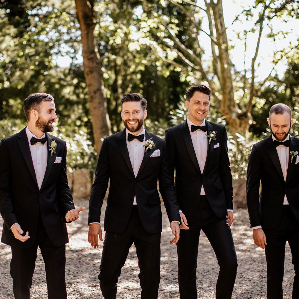 Groomsmen in Black Tuxedos
