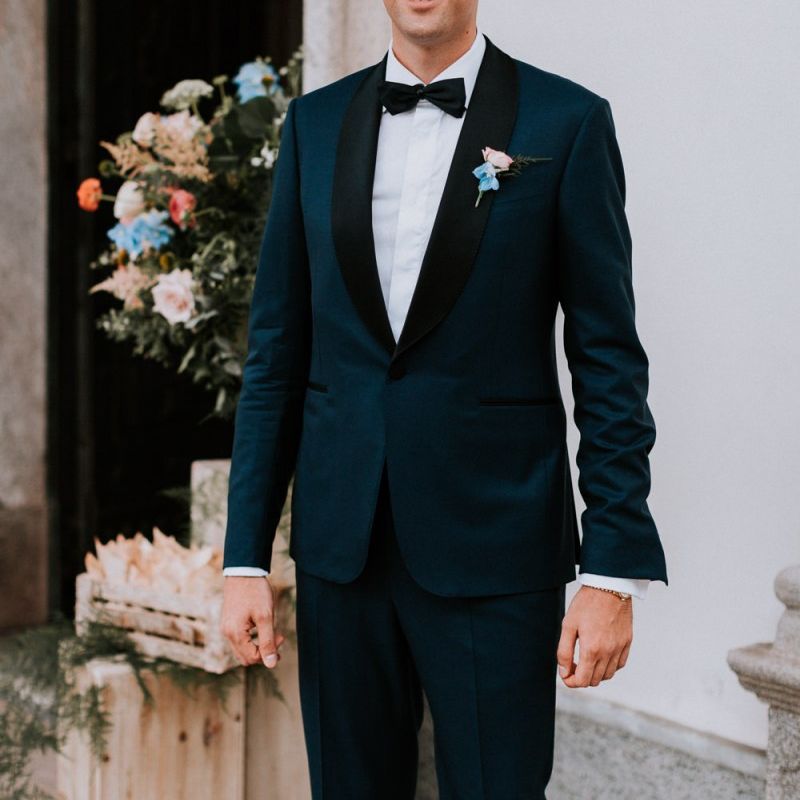 Groom in classic black tuxedo