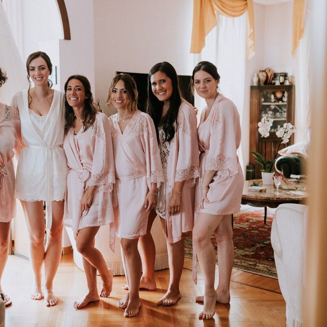 Bridal preparations in getting ready robes