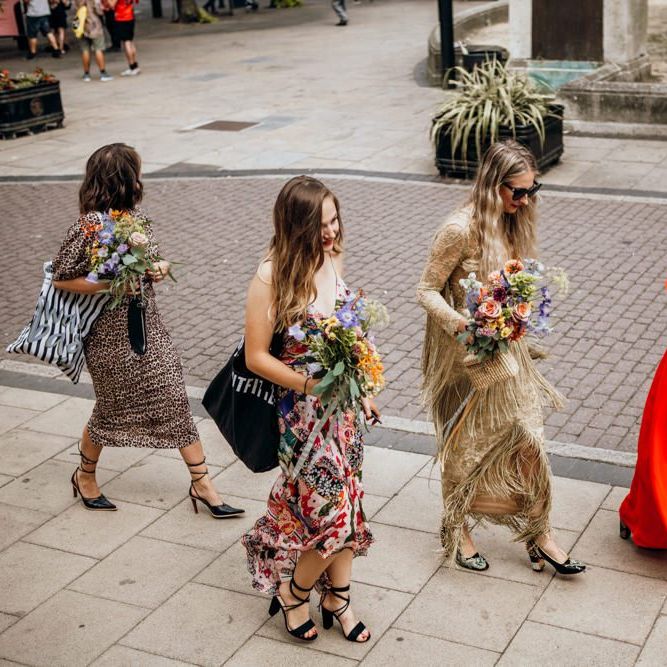 Bridal Party on the way to the Town Hall for Ceremony