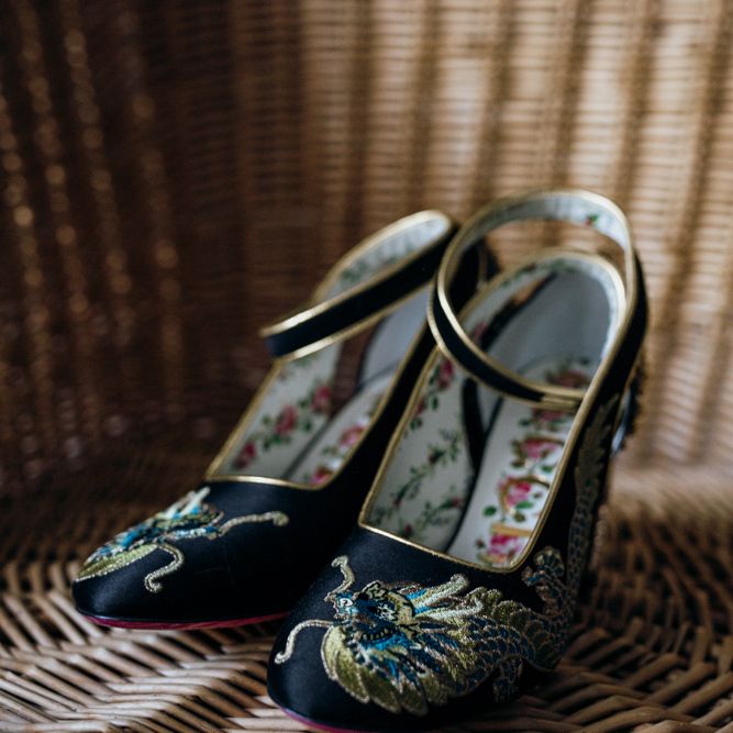 Gucci Bride Shoes with Gold Detail