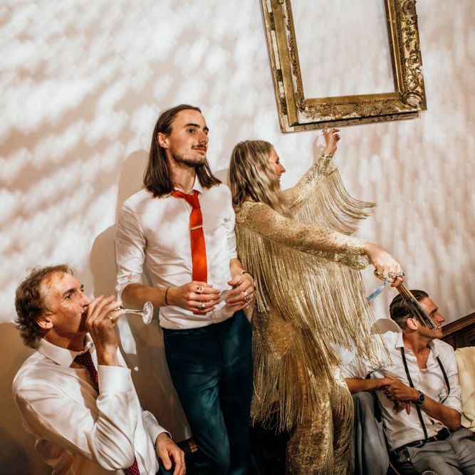 Bride and Groom Dancing During Reception and Speeches