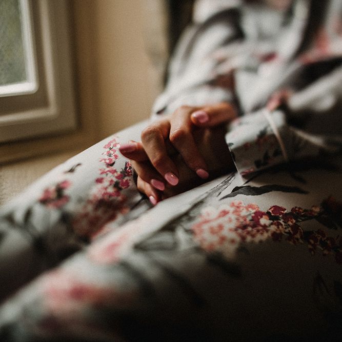 Floral Getting Ready Pyjamas | Hourglass Essense of Australia Wedding Dress for a Sophisticated Wedding at Combermere Abbey, Cheshire | Carla Blain Photography