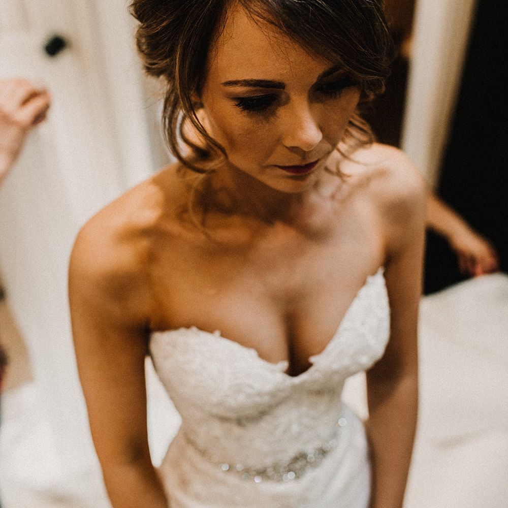 Wedding Morning Bridal Preparations | Bride in Hourglass Essense of Australia Wedding Dress for a Sophisticated Wedding at Combermere Abbey, Cheshire | Carla Blain Photography