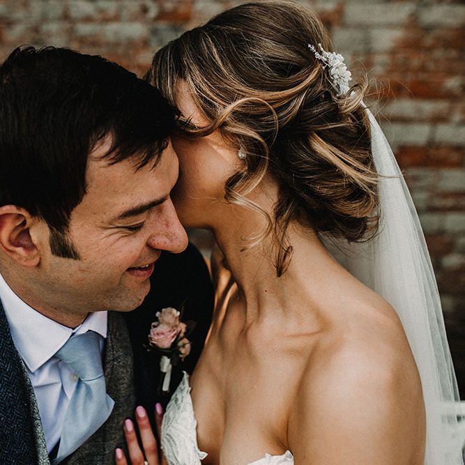 Bride in Hourglass Essense of Australia Gown | Groom in Tweed Suit | Sophisticated Wedding at Combermere Abbey, Cheshire | Carla Blain Photography