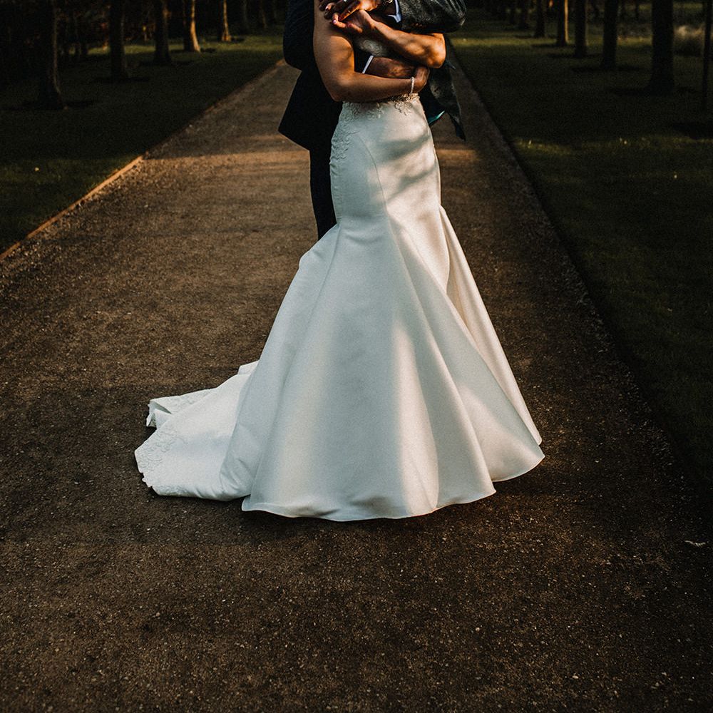 Bride in Hourglass Essense of Australia Gown | Groom in Tweed Suit | Sophisticated Wedding at Combermere Abbey, Cheshire | Carla Blain Photography