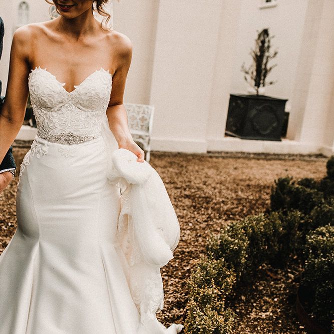 Bride in Hourglass Essense of Australia Gown | Groom in Tweed Suit | Sophisticated Wedding at Combermere Abbey, Cheshire | Carla Blain Photography