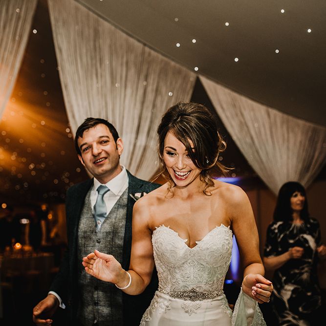 First Dance | Bride in Hourglass Essense of Australia Gown | Groom in Tweed Suit | Sophisticated Wedding at Combermere Abbey, Cheshire | Carla Blain Photography