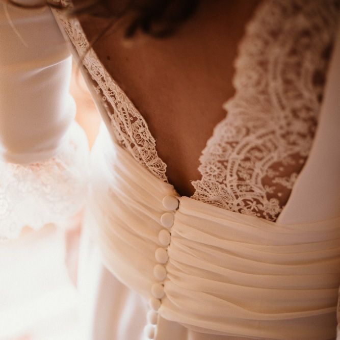 Bride in Nicolás Costura Bridal Gown | Tocados Le Touquet Headpiece | Romantic Spanish Wedding at La Salgar Restaurant in Asturias | La Mar Studio Photography