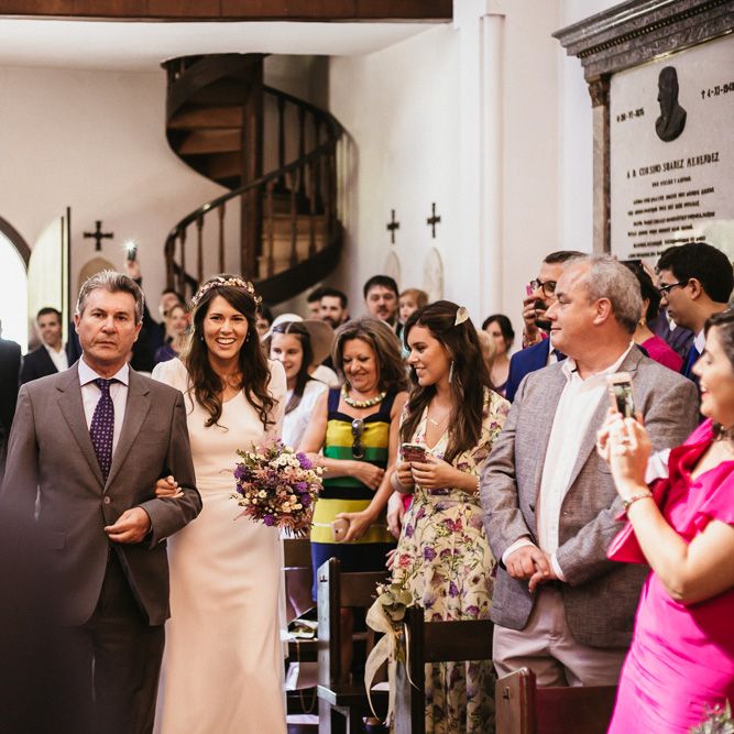 Wedding Ceremony | Bride in Nicolás Costura Bridal Gown | Tocados Le Touquet Headpiece | Romantic Spanish Wedding at La Salgar Restaurant in Asturias | La Mar Studio Photography