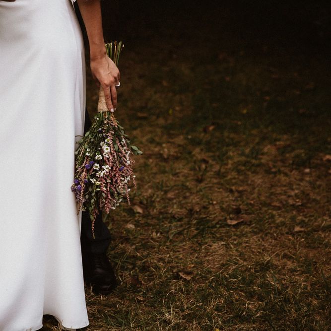 Wild Flower Bouquet | Bride in Nicolás Costura Bridal Gown | Romantic Spanish Wedding at La Salgar Restaurant in Asturias | La Mar Studio Photography