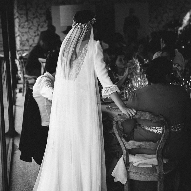 Bride in Nicolás Costura Bridal Gown | Tocados Le Touquet Headpiece | Romantic Spanish Wedding at La Salgar Restaurant in Asturias | La Mar Studio Photography