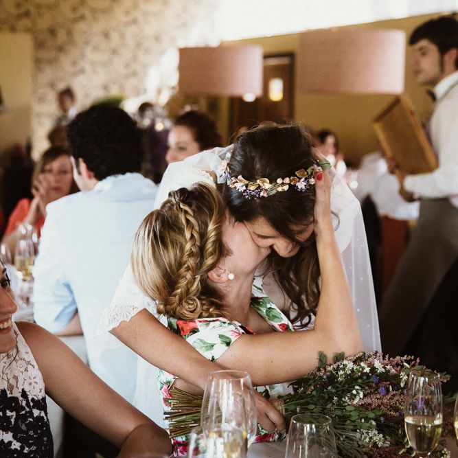 Bride in Nicolás Costura Bridal Gown | Tocados Le Touquet Headpiece | Romantic Spanish Wedding at La Salgar Restaurant in Asturias | La Mar Studio Photography