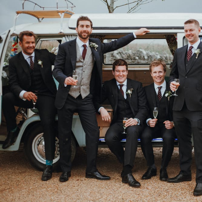 Groom &amp; Groomsmen In Bespoke Cad &amp; The Dandy Suit And Yardmens Hire Suits
