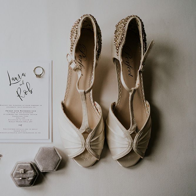 Bride shoes and accessories at Burley Manor wedding