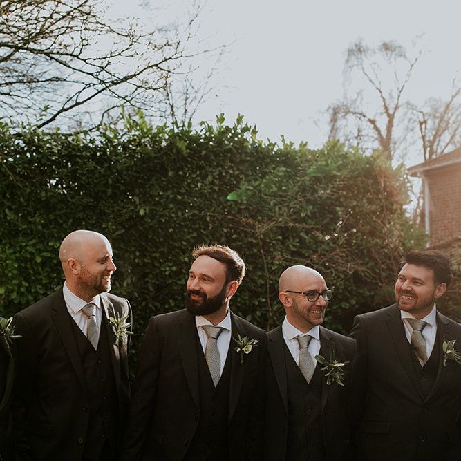 Groom with groomsmen at Burley Manor wedding