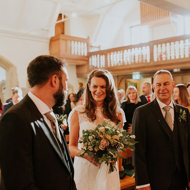 Bride and groom at church ceremony
