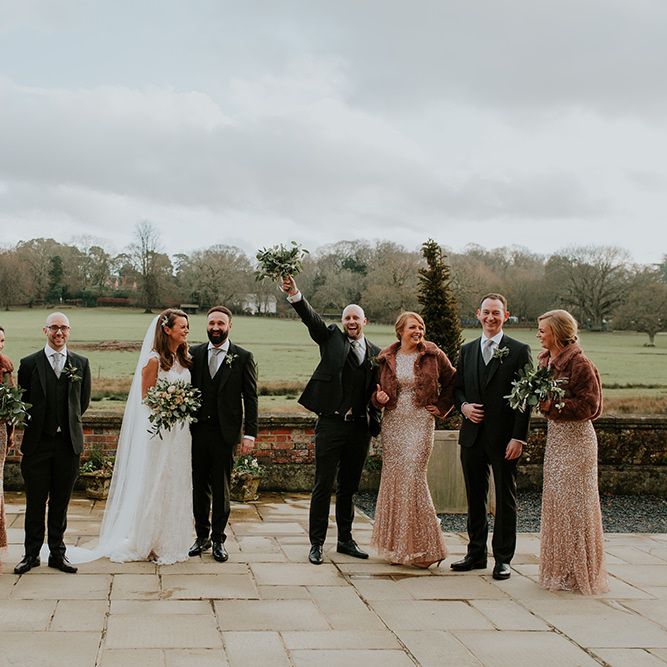Wedding party at Burley Manor wedding